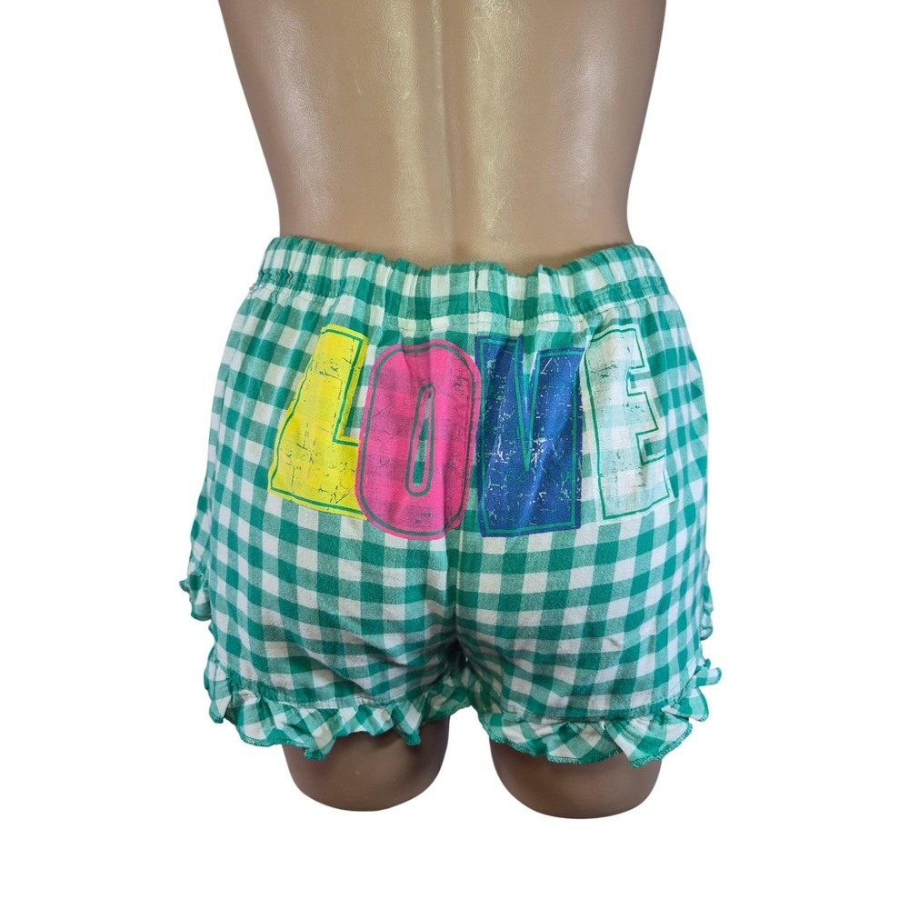 VTG Y2K 725 Original Plaid Pajama Shorts "Love" Plus Loungewear Mcbling 2x READ
